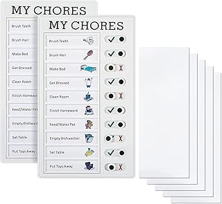 My Chores Checklist Board - 2 Packs Portable Memo Plastic Board with 5 Blank Paper - Detachable Message Board RV Checklist Daily Affairs for Home Travel Planning Reminder