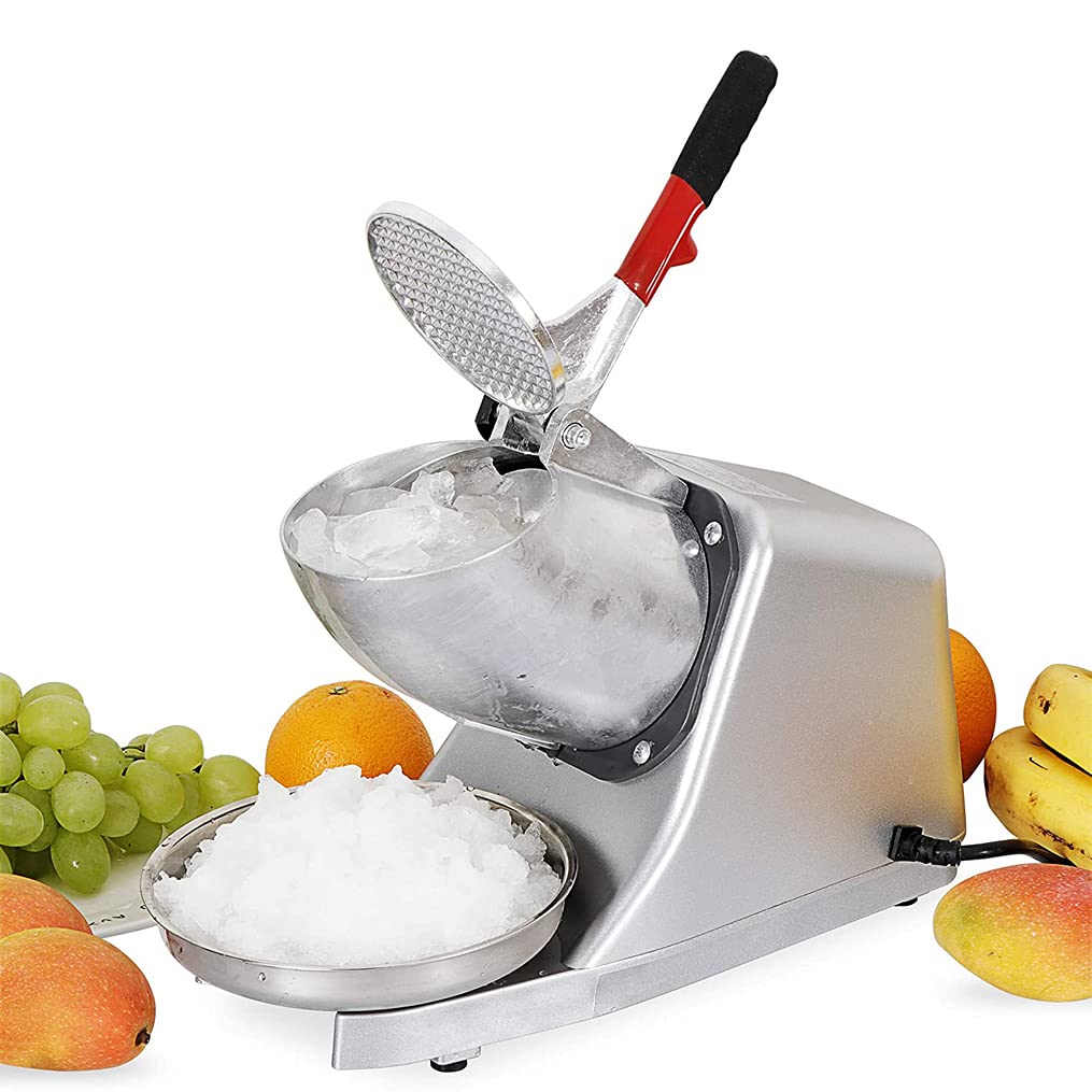 WJYLM Broyeur à glace électrique 200 W Machine à glace rasée Rasoir à glace Machine à cône de neige 143 lb/h Utilisé pour faire des cocktails Mojito Smoothie Granita, Home Bar Commercial (Argent)