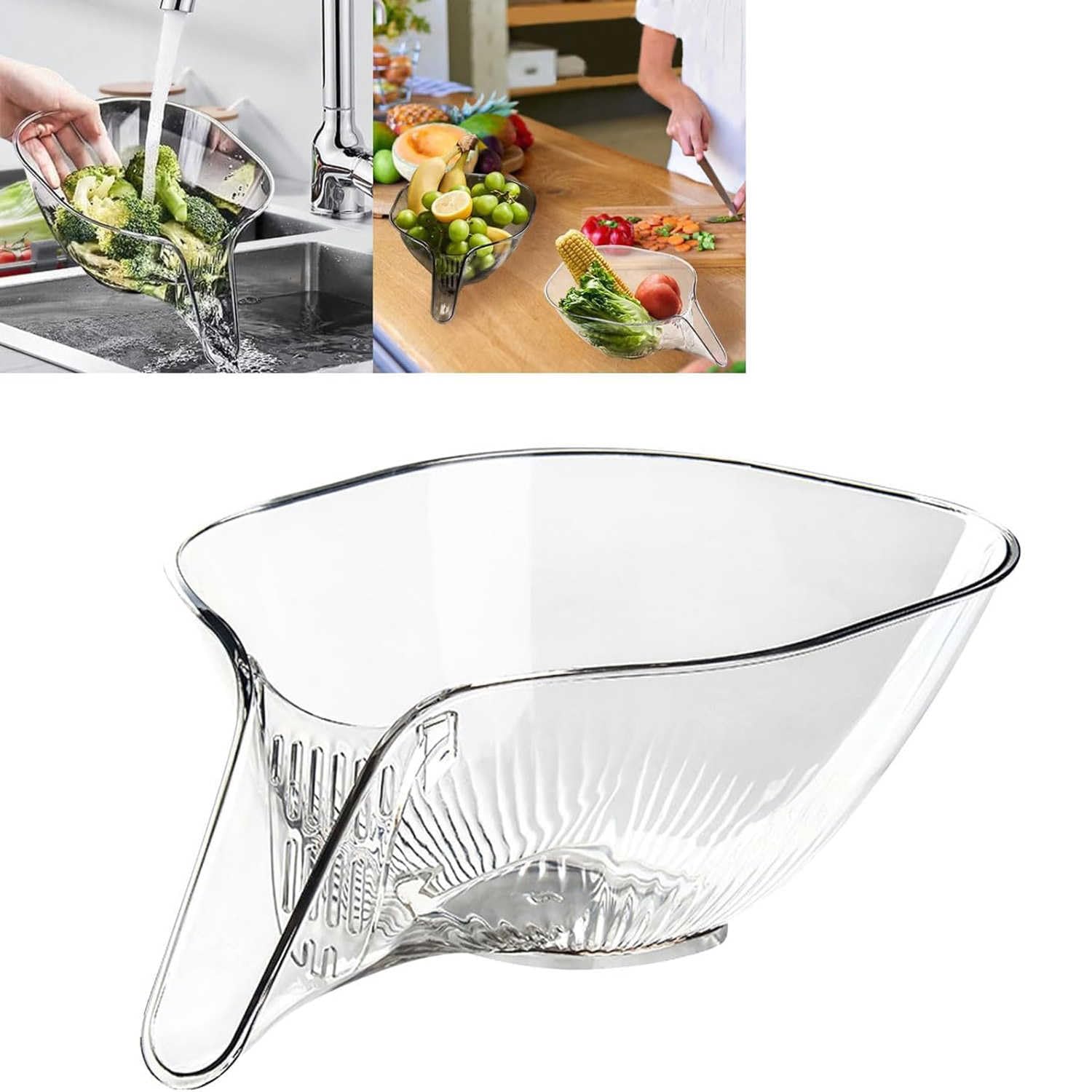 Drainage Basket Funnel, Multi-Functional Drain Basket, Strainer Plastic Bowl, Food Bowl Drainer for Kitchen, Drain Basket for Food, Vegetables, Kitchen Sink Drain Bowl for Washing Vegetable Fruit Sal