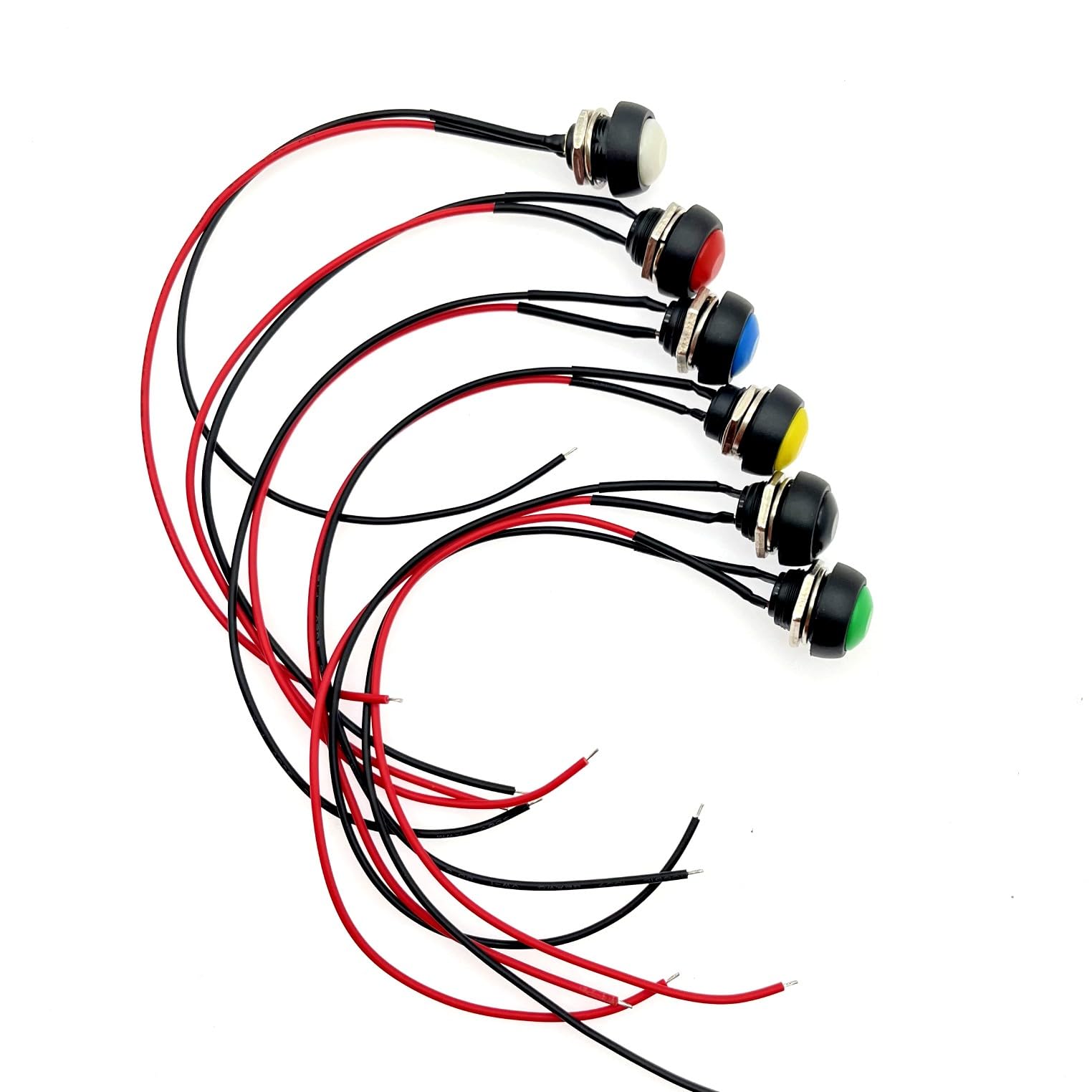 6 Uds 12MM Interruptor De Botón Momentáneo ON Off Redondo Mini