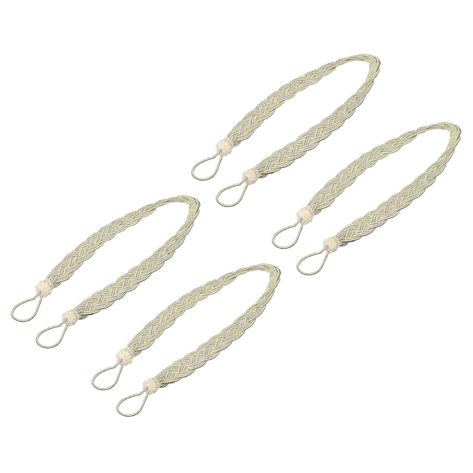 uxcell 4Pcs Curtain Tiebacks, 58cm/23 Braided Drapery Holdback Holder Decorative Rope Tie Back, Beige/Silver