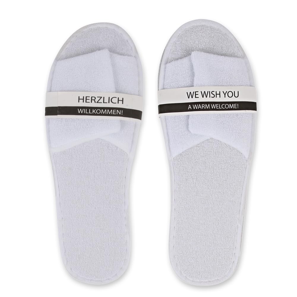 FRANZ MENSCH 200 Stück Hygonorm Slipper Classic, offen | Polyester, Box, white, universal, standard, L: 28.5cm, B: 11cm, Hotelslipper, Einweg-Hausschuhen, Gästeschuhe