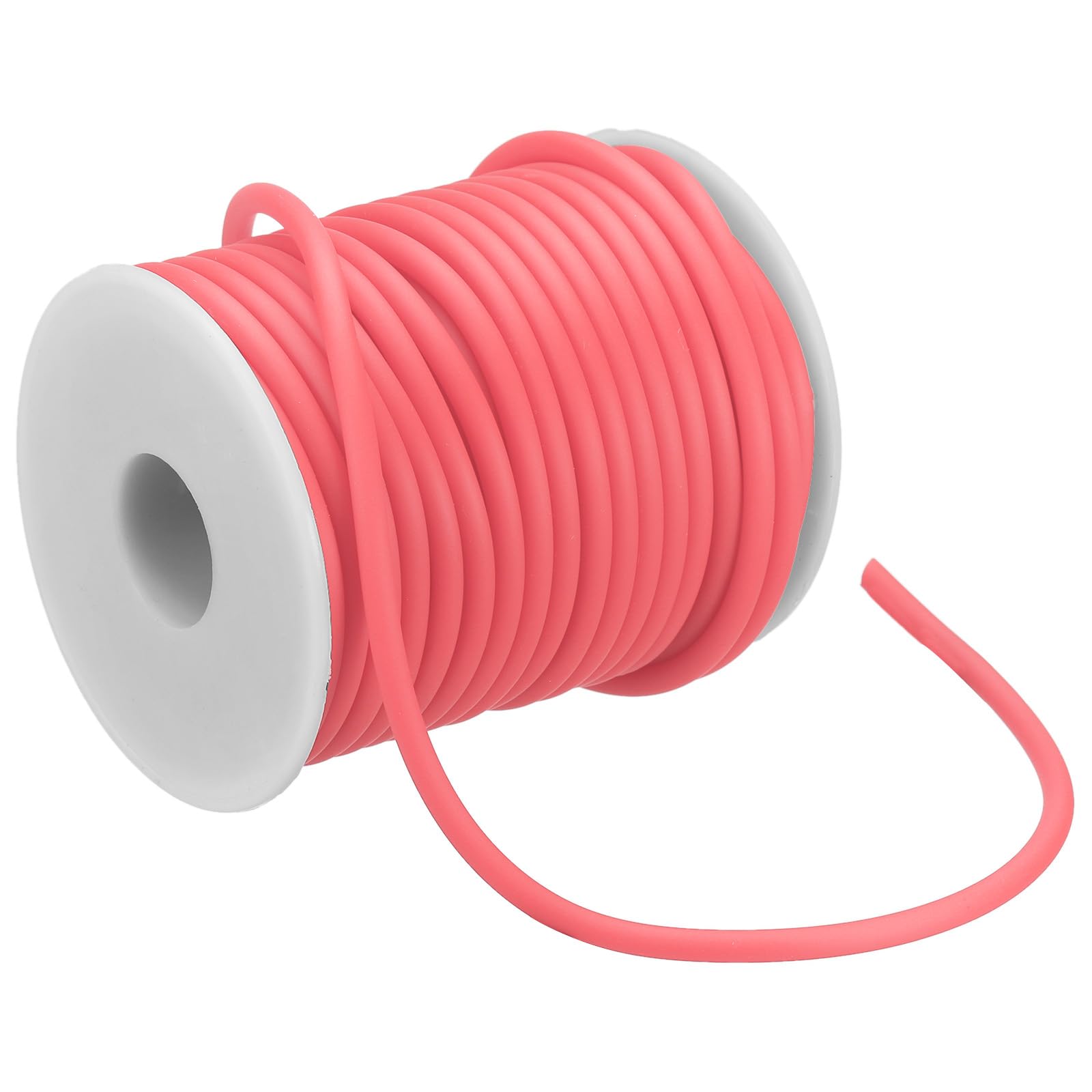 PATIKIL Hollow Pipe Rubber Cord 16 Yards 4mm, PVC Rubber Tube Cord 2mm Hole with Plastic Spool for Knitting Beading DIY Craft, Light Pink