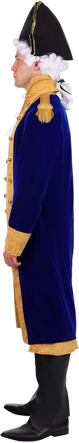 Fun Costumes George Washington Colonial Costume for Men - Blue Velvet Jacket, Vest, Pants, Hat, Ascot, Boot Tops - Blue, Large - Image 8