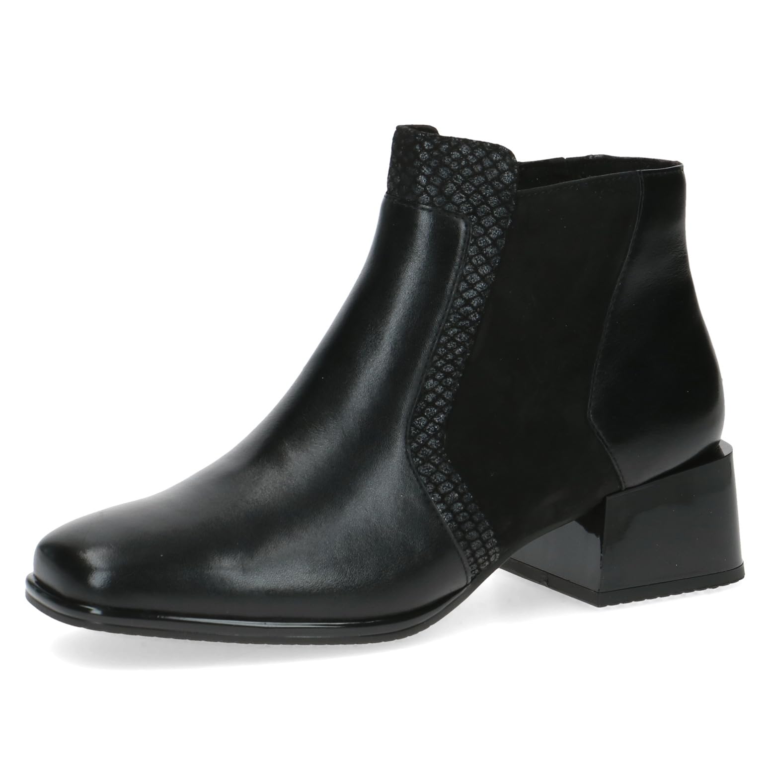 CAPRICE Women's ankle boots with heel in leather low heel Width G, Black (Black Comb), 4 UK