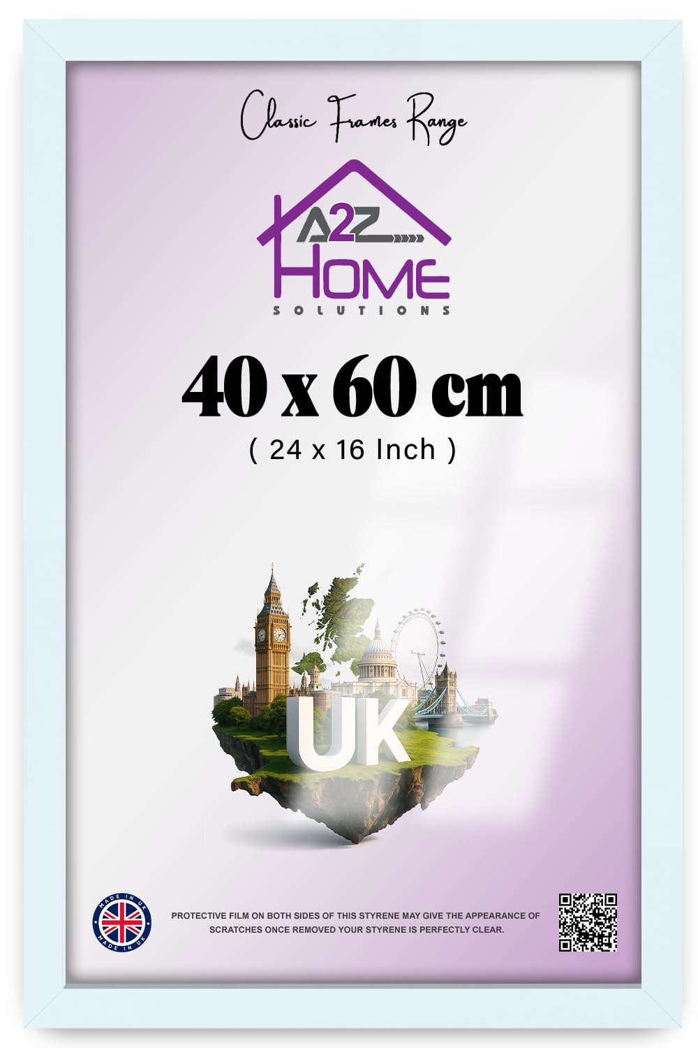 A2Z Home Solutions® Photo Poster Display Wall Hanging White Frame 40 x 60 cm For Print Picture With Clear Perspex 30x15mm Moulding Mounting Hooks MDF backboard