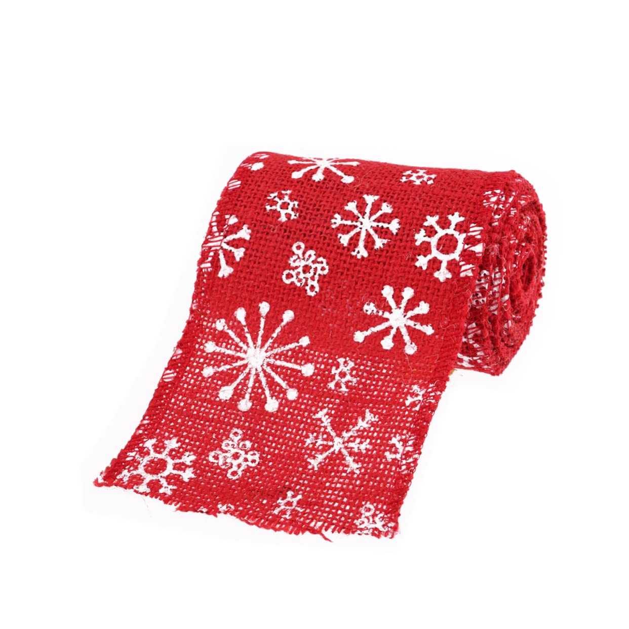 ABOOFAN Juteband mit Schneeflockenmuster Rot und Weiß Breit für Bastelarbeiten Geschenke und Dekoration zu Hause Hochzeiten und Weihnachten