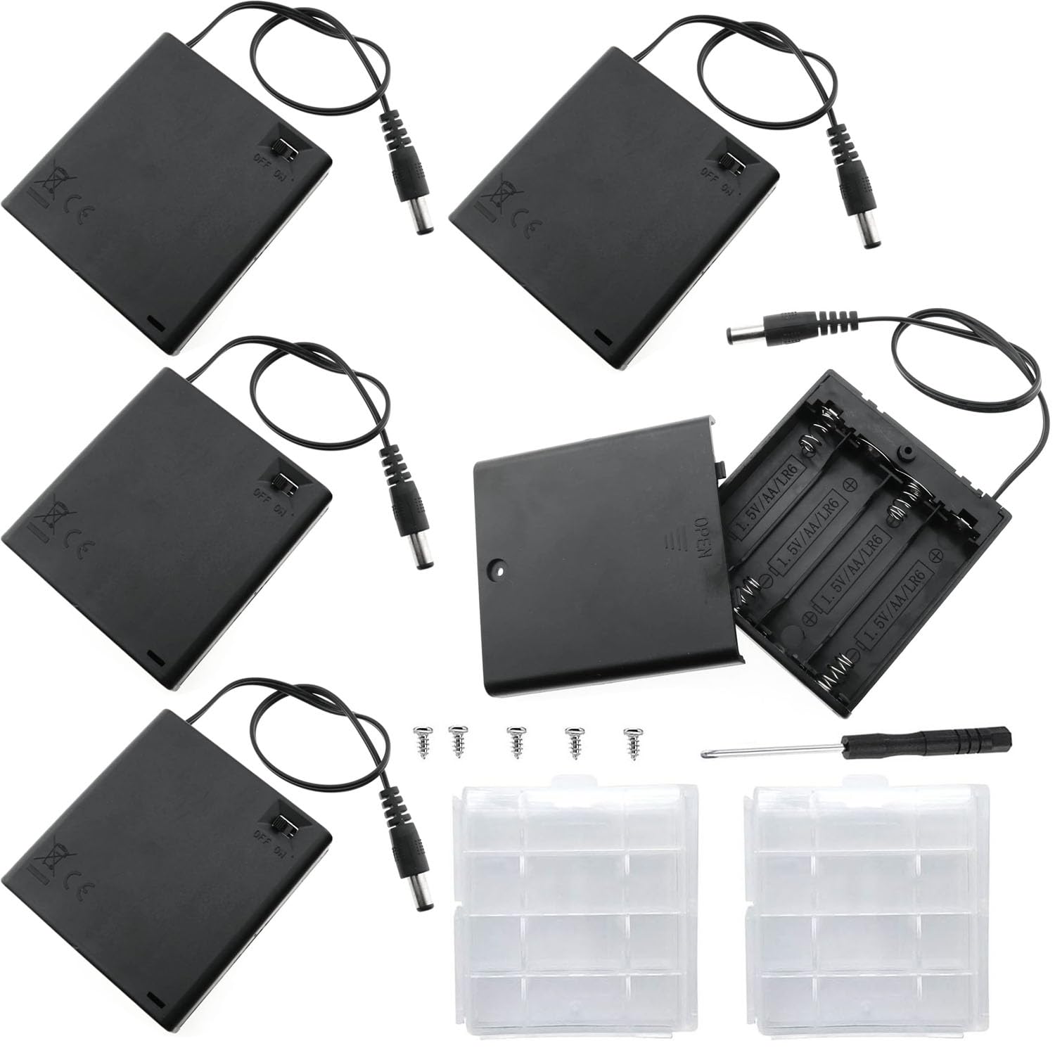 8 Portabatterie AA Con Cavi E Interruttore - Holder Per Batterie 3V Con Clip - Foto 3