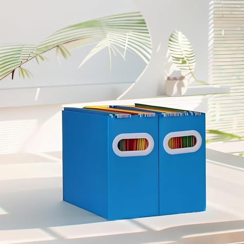 Vista 57 de Organizador de carpetas de archivos colgantes de cartón, caja de archivos plegable para tamaño carta, almacenamiento portátil de archivos