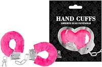Algema Metal Fantasia Profissional Aço e Corrente Cromada Revestida em Pelúcia com Chave (ROSA)