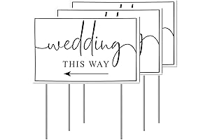 Wedding Direction Signs - 3-Pack Double-Sided Printed This Way Signs with Stakes...