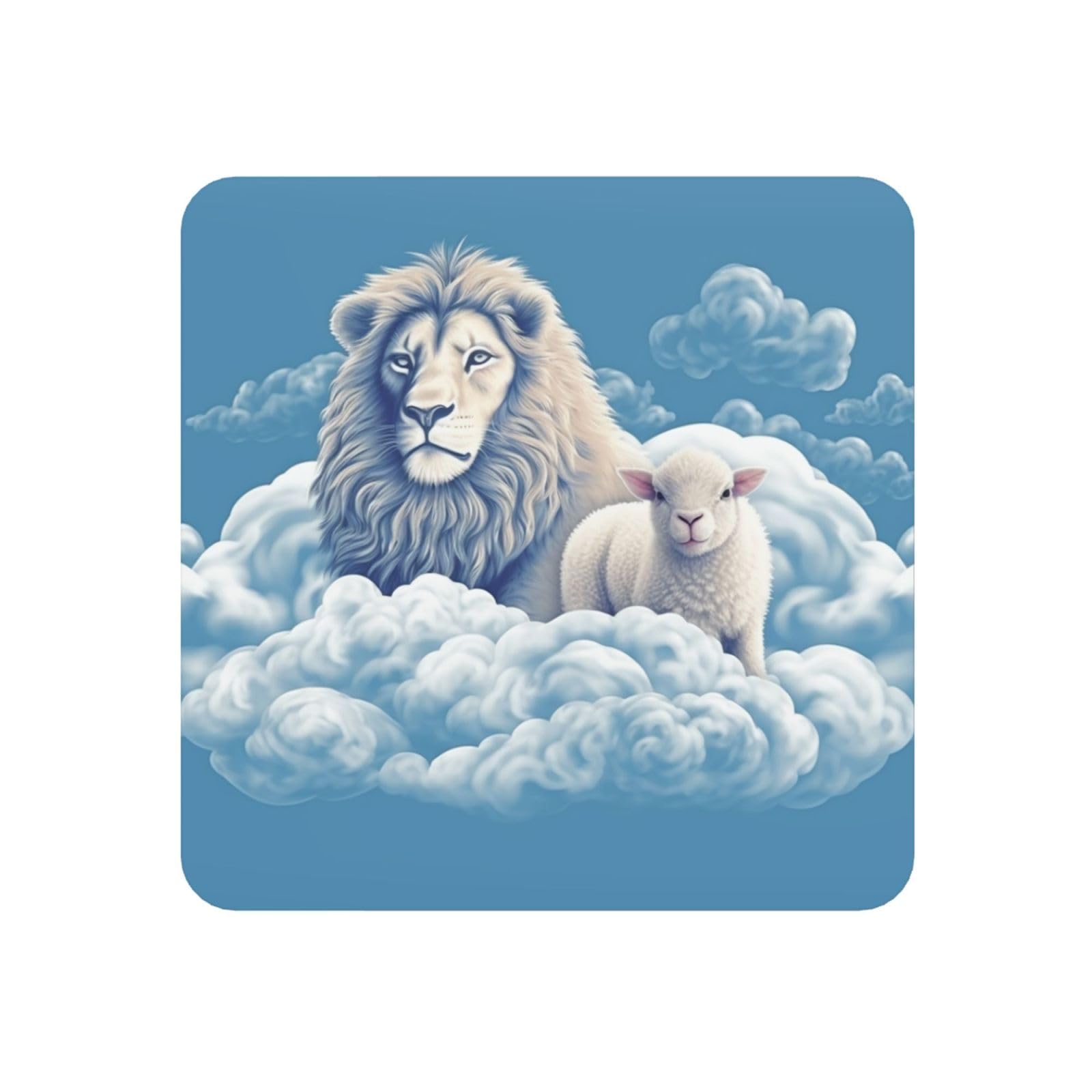 Fodpand Square Lamb With A Lion On The Clouds Fridge Magnets, Strong Small Refrigerator Magnets Decorative Magnets For Kitchen Fridge Office Locker - Funny Magnetic Stickers Birthday Gifts