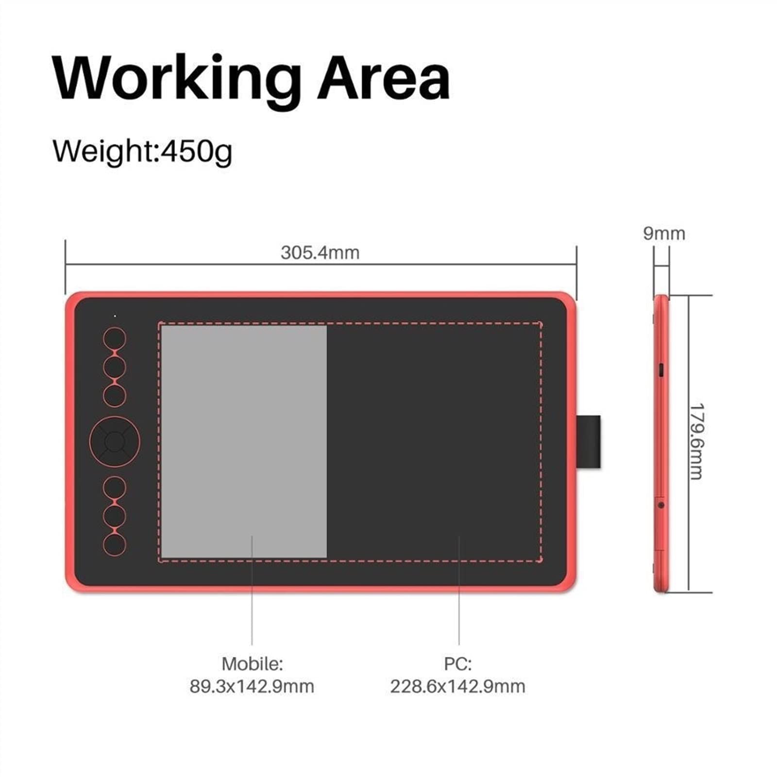 Tavolette grafiche Tavoletta Grafica LCD 2 in 1 Tavoletta for Tavolo da Disegno Digitale LCD con inclinazione della Penna Stilo Senza Batteria (Color : Rot)