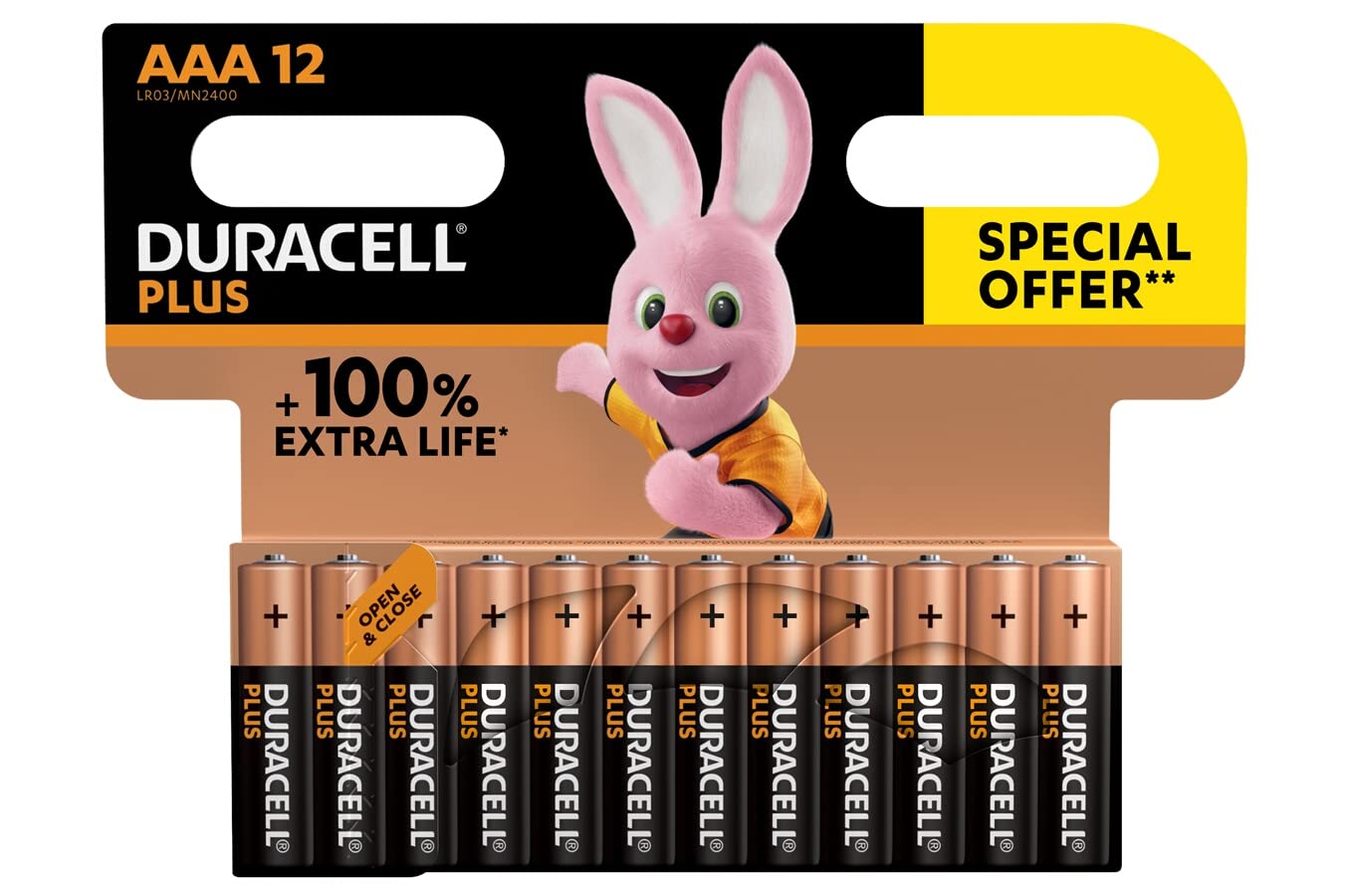 Duracell Pack de 12 Piles alcalines AAA Plus, 1.5V LR03 Offre Spéciale