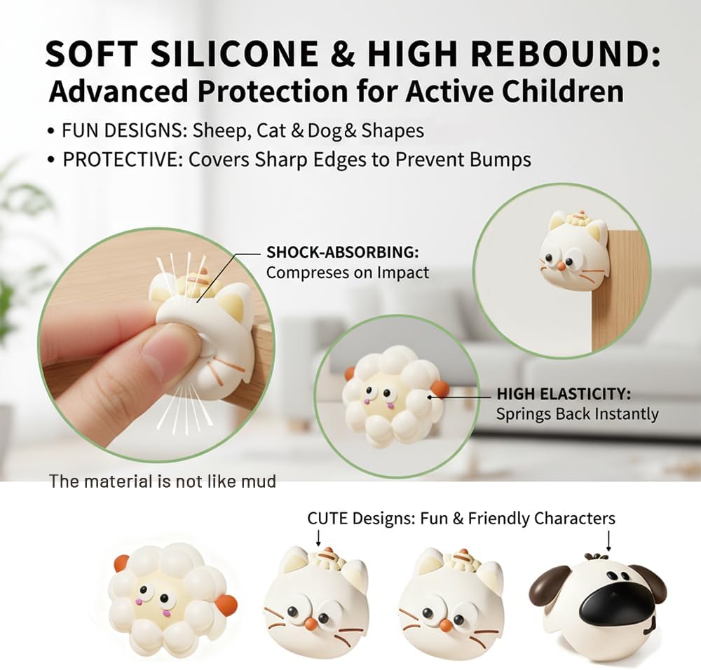 12 Pack Cute Animal Corner Guards - Soft Silicone Edge Protectors for Tables, Desks & Furniture, Durable & Flexible, Perfect for Home and Office, Ideal Housewarming Gift