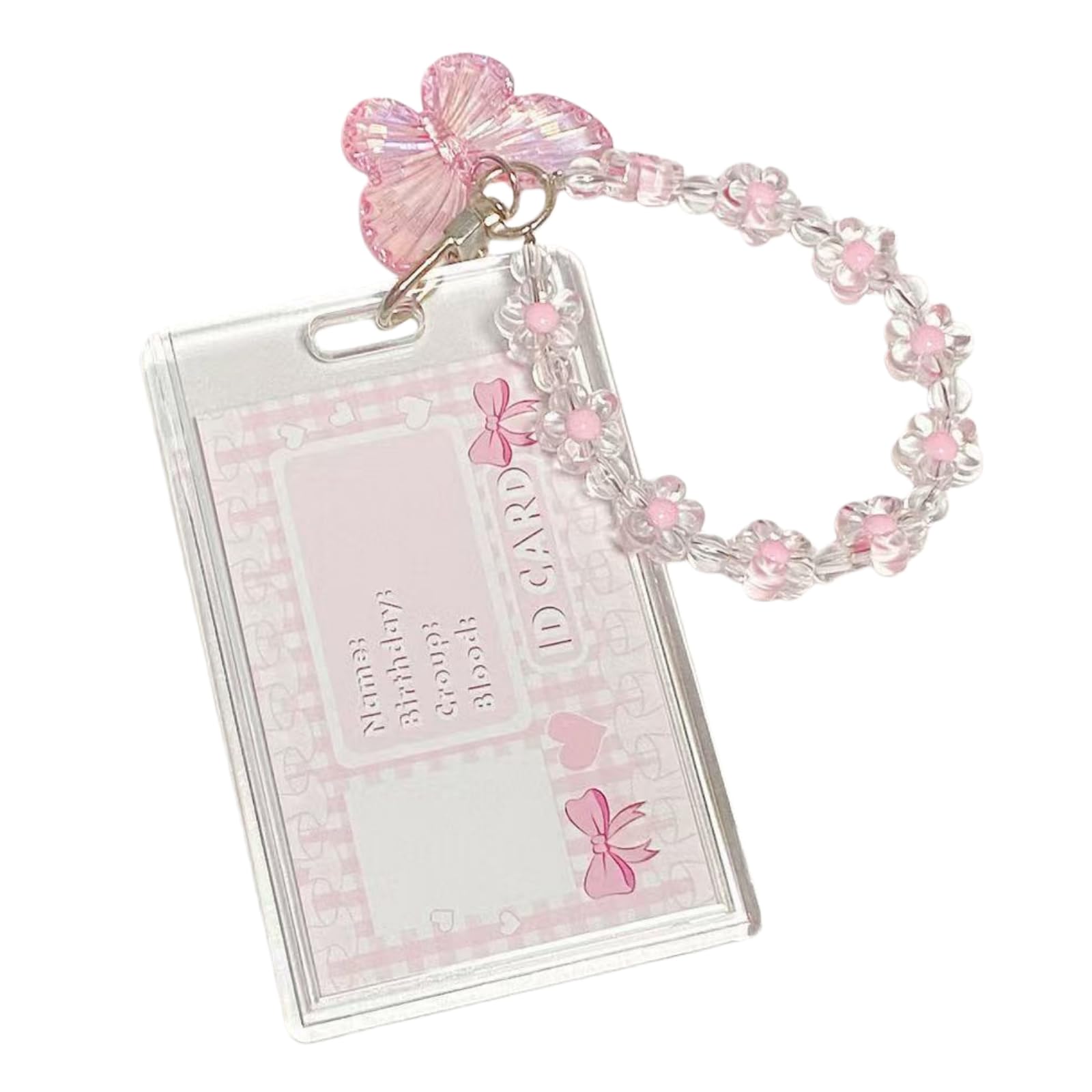 Hileapx Acrylic Butterfly Photocard Holder with Keychain, Cute Photo Card Holder for Kpop Album Card Credit Bank Card ID Badge Holders (No Photocard)