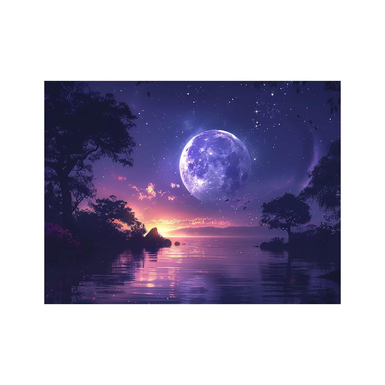 Moon Paint by Numbers for Adults, Painting by Numbers for Adults, Craft Kits for Kids with Starry Sky Canvas for Painting 32x24Inches Acrylic Paint Brush for Wall Art Room Decor, Gifts LZYH-2871