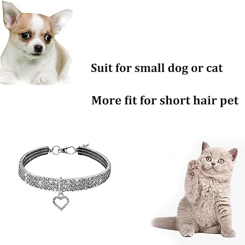 Miniatura 5 de WoYous Juego de collar de perro de diamantes de imitación y collar de perlas para perro, correa ajustable para el cuello, collar de perlas de