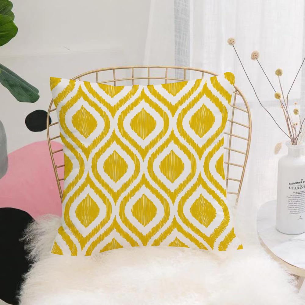 Hyosxw Rhombus, Yellow And White Ethnic Style Geome - A2 Cushion Cover,Throw Pillow Case Home Decorative For Living Room Bedroom Sofa Chair 18X18 Inch,Rhombus, Yellow And White Ethnic Style Geometric Rhombus Texture,Pillowcase 45X45cm