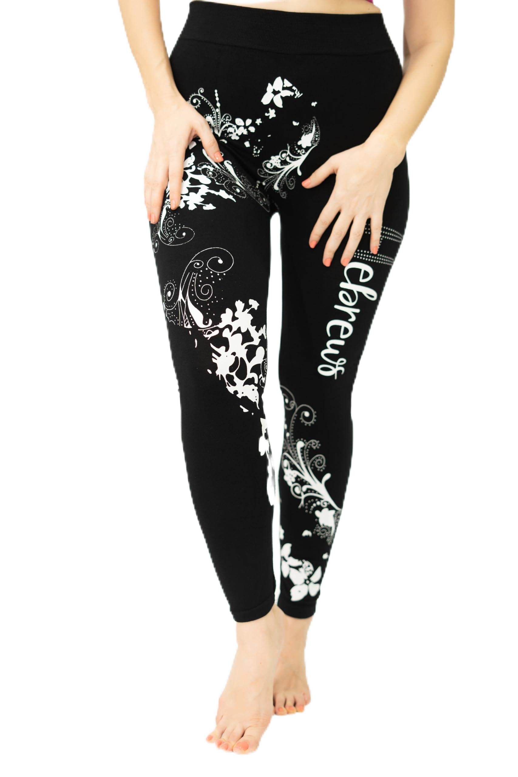 Focus The Name of FashionWomen's Premium Tatoo Printed Cotton Leggings, High Waist, Extra Stretch, Sweat Absorbing & Non Smelly Fabric, Gym, Sports, Yoga Tights, One Size Super Fit on 26 to 50" Waist.