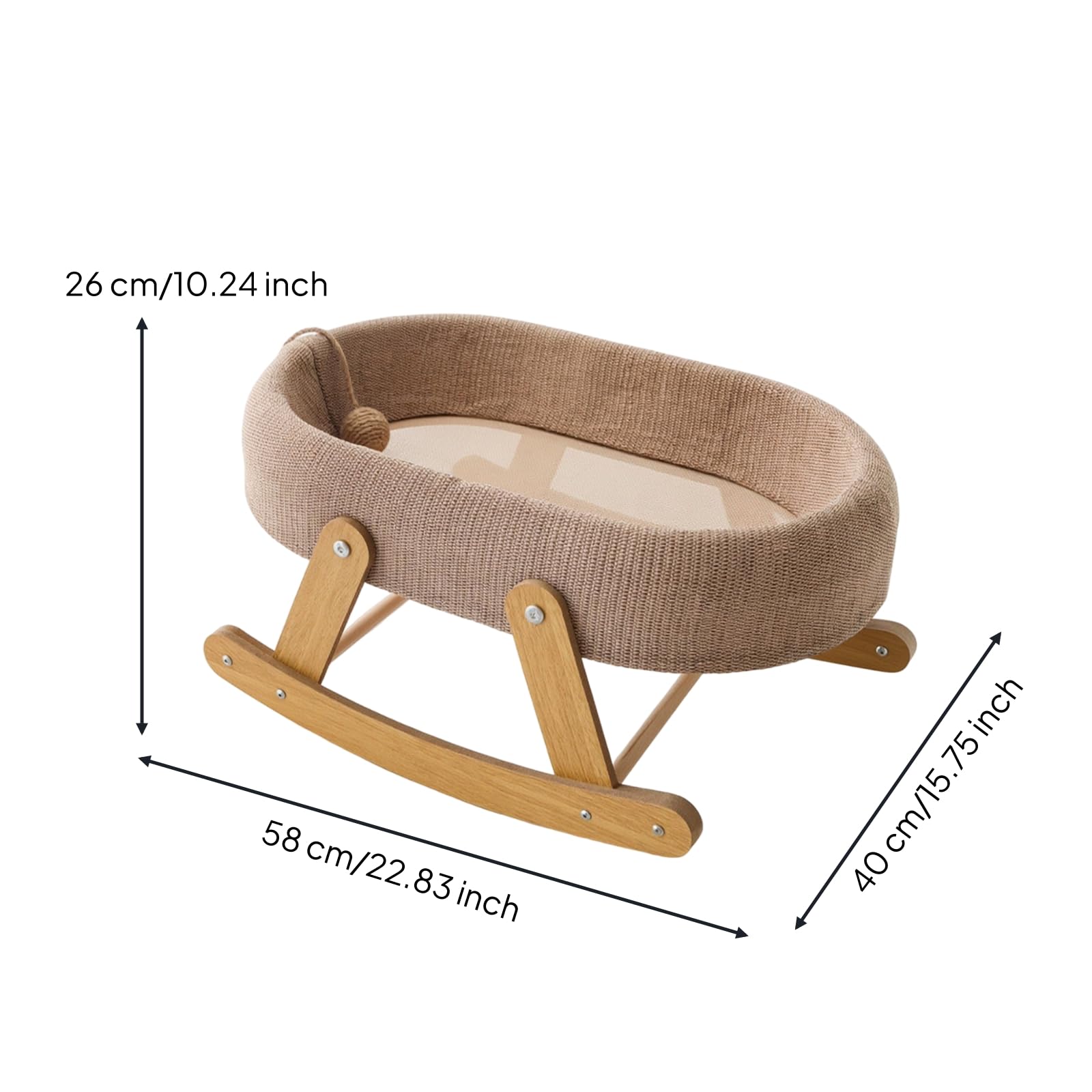 Colcolo 1 Pezzo Amaca Letto Rete per Gatti Culla Dondolo Ovale Cuccia Sospesa Ventilata Base a Dondolo in Legno Bordo Cushione, Culla A Dondolo In Tessuto A Rete Modello In Lino