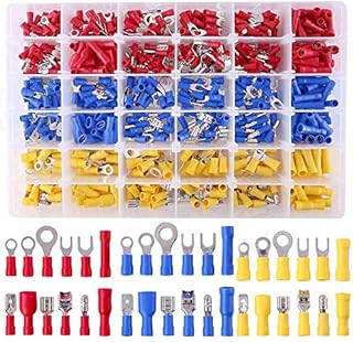 Glarks 540pcs 22-16/16-14/12-10 Gauge Mixed Quick Disconnect Electrical Insulated Butt Bullet Spade Fork Ring Solderless Crimp Terminals Connectors Assortment Kit
