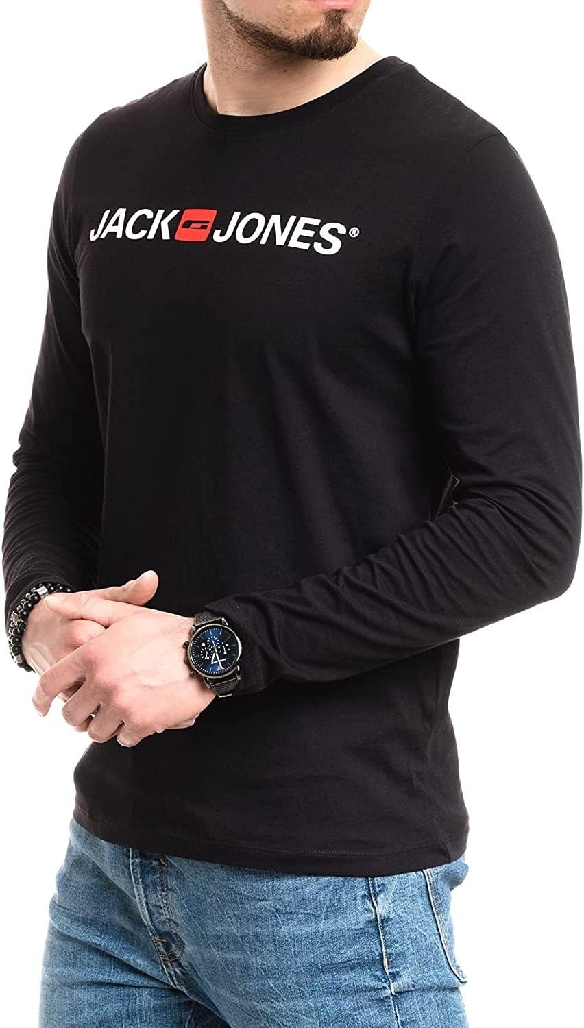 Jack & Jones Herren Langarmshirt aus Baumwolle – Longsleeve Männer – T-Shirt mit Langen Ärmeln aus Baumwolle - einzeln und Multipack