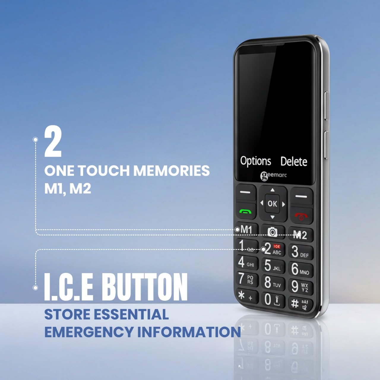 Geemarc CL8600-4G - Teléfono móvil para Personas Mayores con Teclas Grandes, función SOS y Botones de Memoria de un Solo Toque, Compatible con Bluetooth y audífonos, para Personas con discapacidad