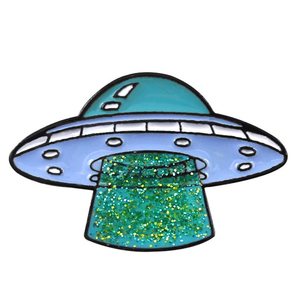 Flairs New York Premium Handmade Enamel Lapel Pin Brooch Badge ([UFO] Glitter Light Beam, 1 Pin)