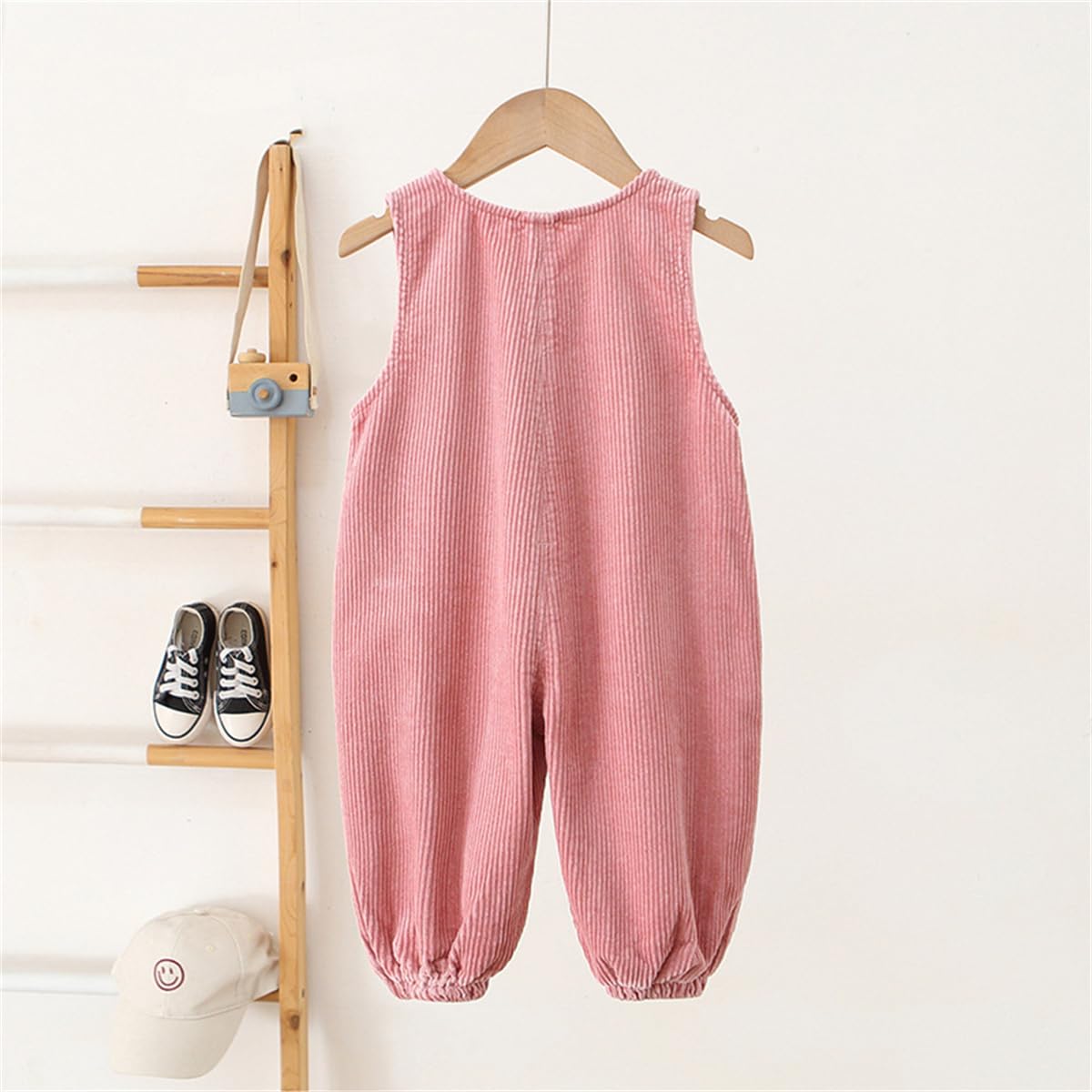 Salopette in Velluto a Coste per bebé Bambini da 1 a 5 Anni, Tuta per Bambina Senza Maniche in Tinta Unita, Pantaloni con Bretelle Salopette Autunno Inverno Pantaloni 80/86/92/98/104