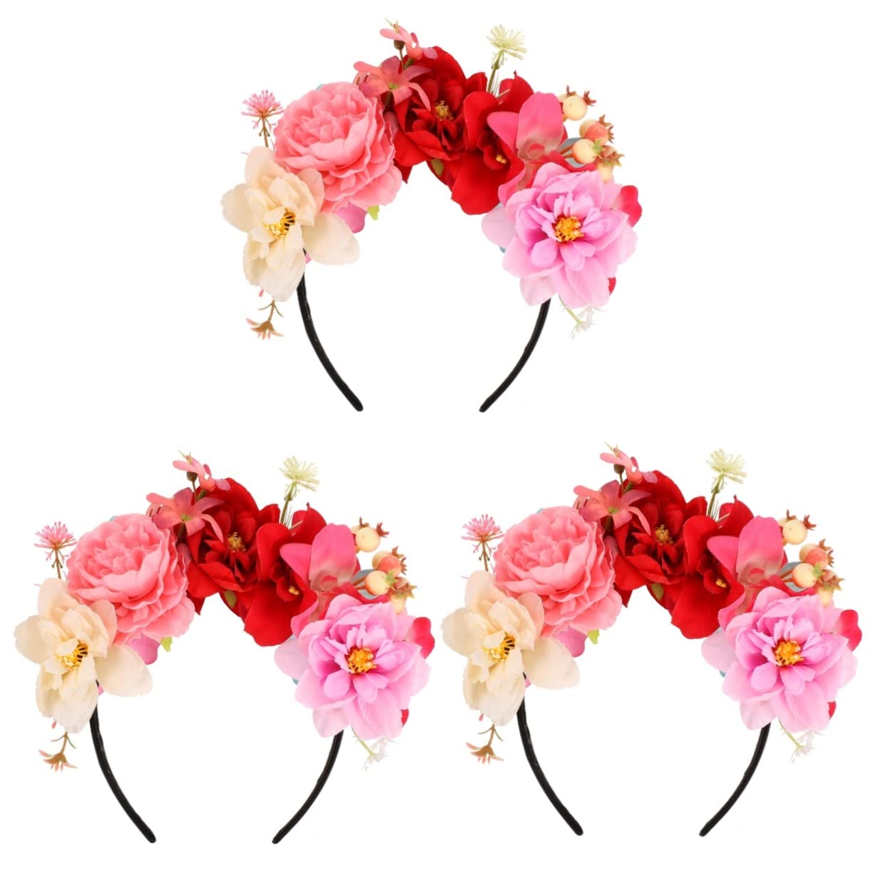 FRCOLOR 3pezzi Coroncina Di Fiori Artificiali Elegante Per Matrimonio e Feste Cerchietto Per Sposa e Damigelle Accessorio Per Costumi e Fotografie Adatta Eventi Speciali e Occasioni
