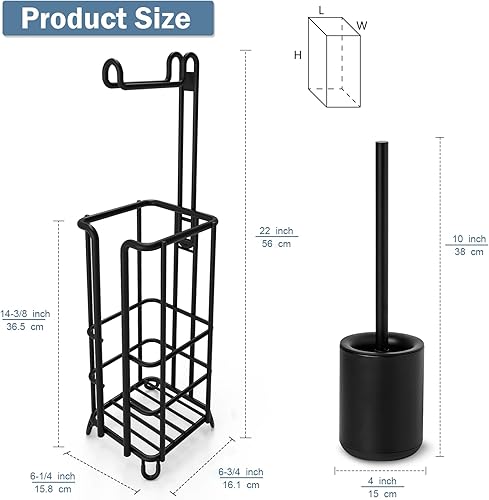 Miniatura 7 de LKKL Soporte de papel higiénico, dispensador de rollos de papel higiénico con juego de escobilla de baño, soporte de acero inoxidable para baño e