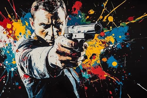 James Dashing Spy with Gun and Tuxedo Bond Poster -