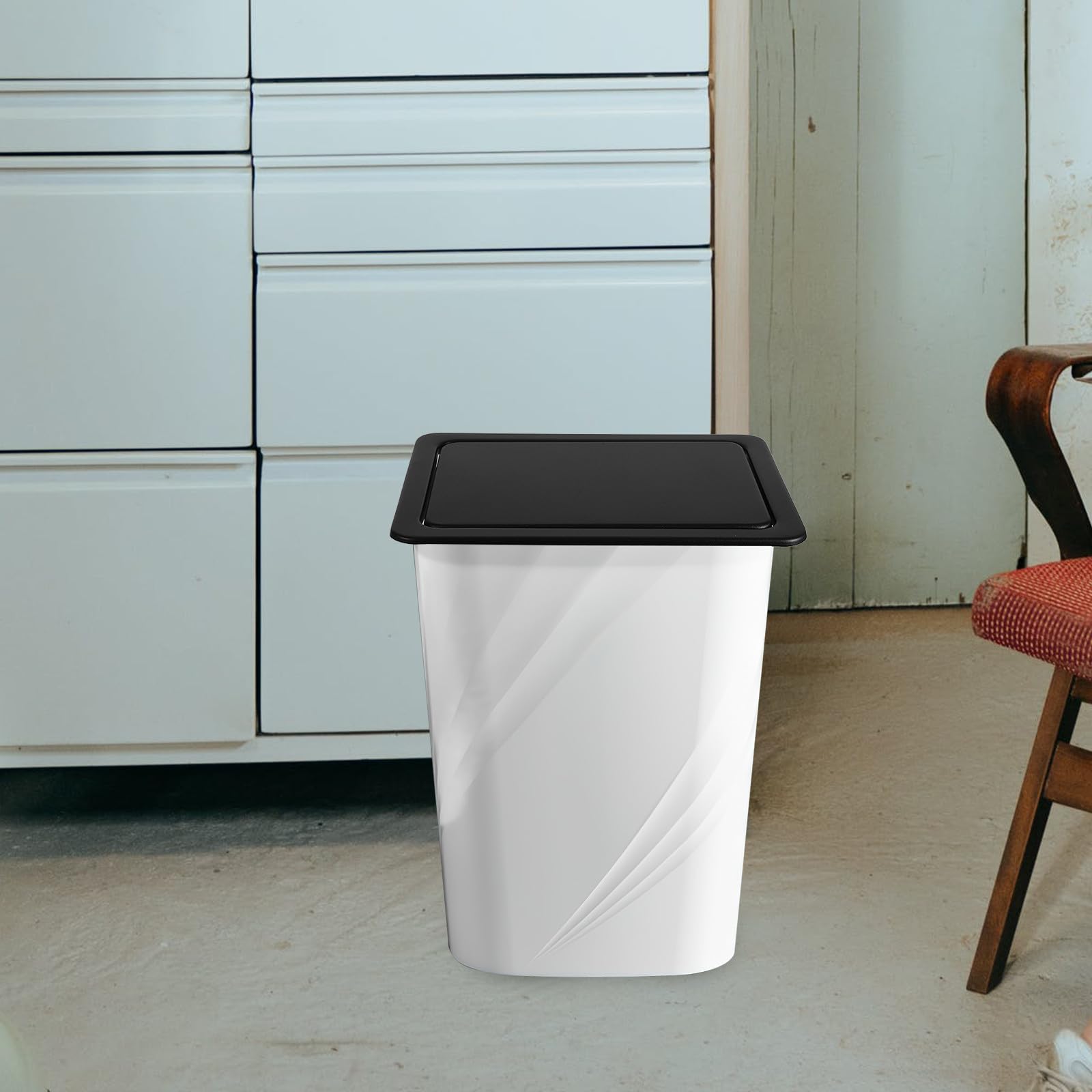 Tapa Empotrada para Cubo de Basura, Acero Inoxidable Negro, Abatible