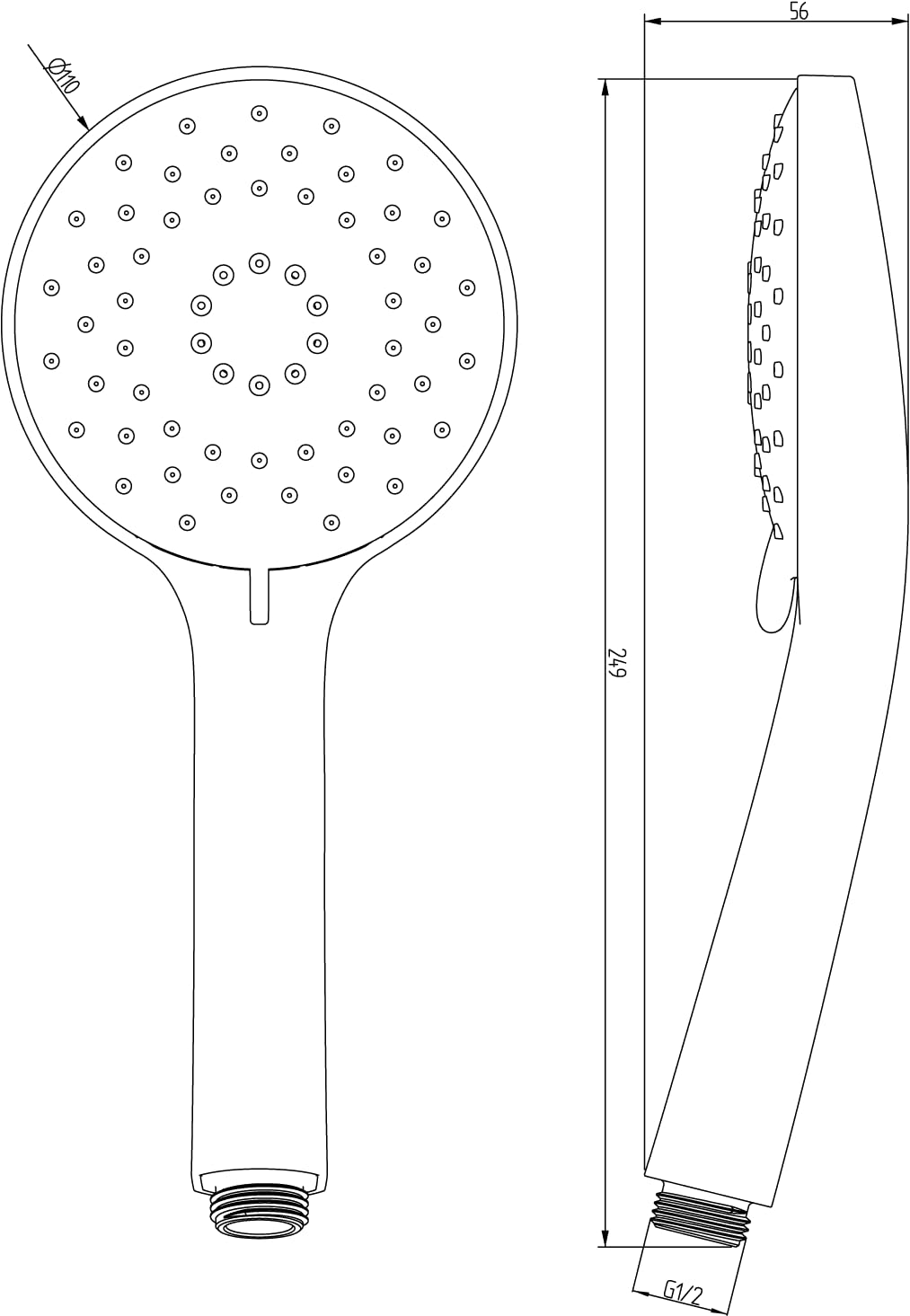 Villeroy & Boch Universal Showers słuchawka prysznicowa z 3 rodzajami strumienia, z wbudowanym zaworem przepływu zwrotnego, łatwa w czyszczeniu, okrągła, matowa czerń