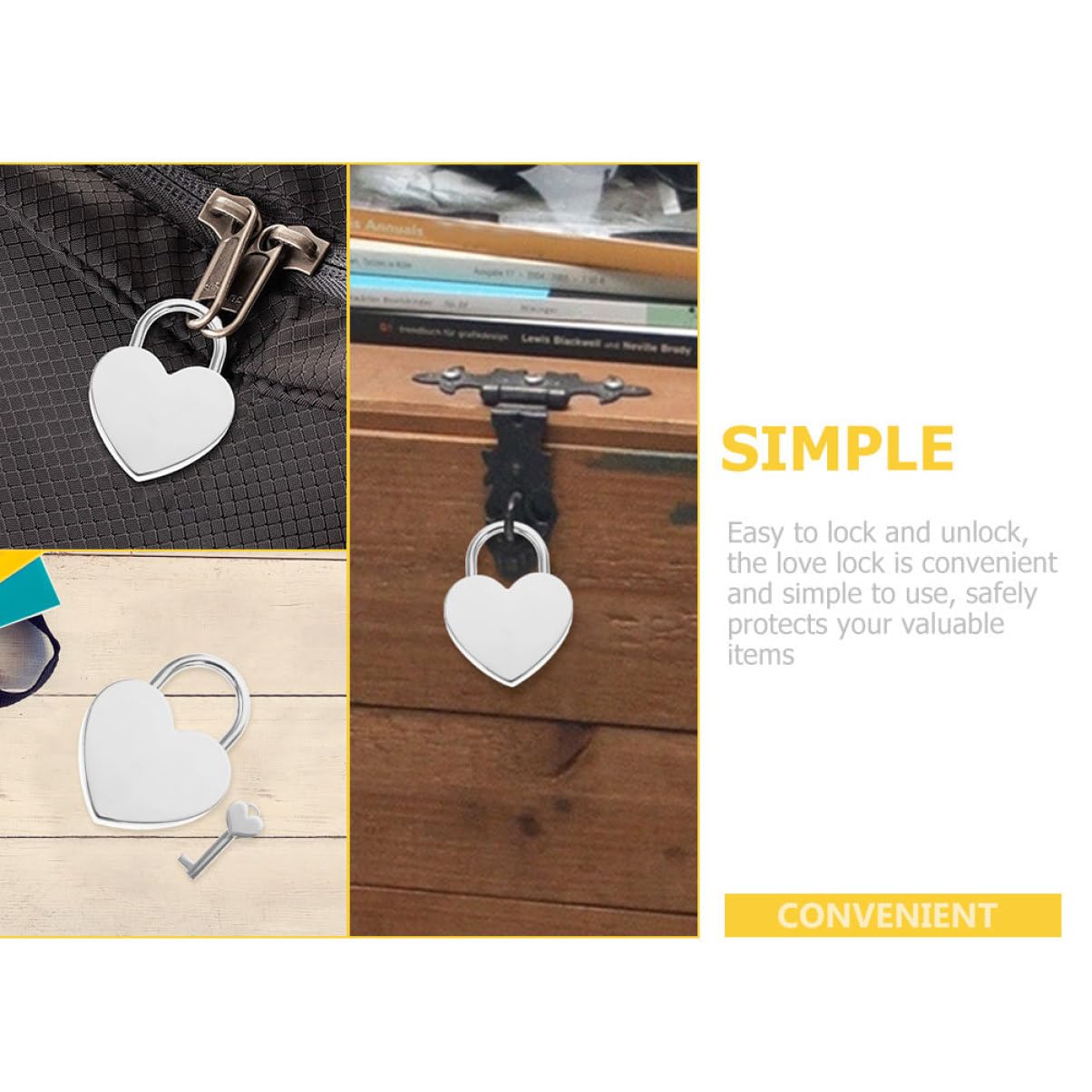 DOITOOL 6 Set Di Piccoli Lucchetti Per Valigie Chiavi in ​​metallo Lucchetti A Forma Di Cuore Per Figlia Moglie E