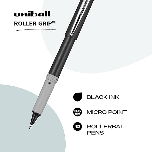 Miniatura 2 de Uni-ball - Bolígrafos con agarre de rodillo micro punta 0020in color negro 12 unidades