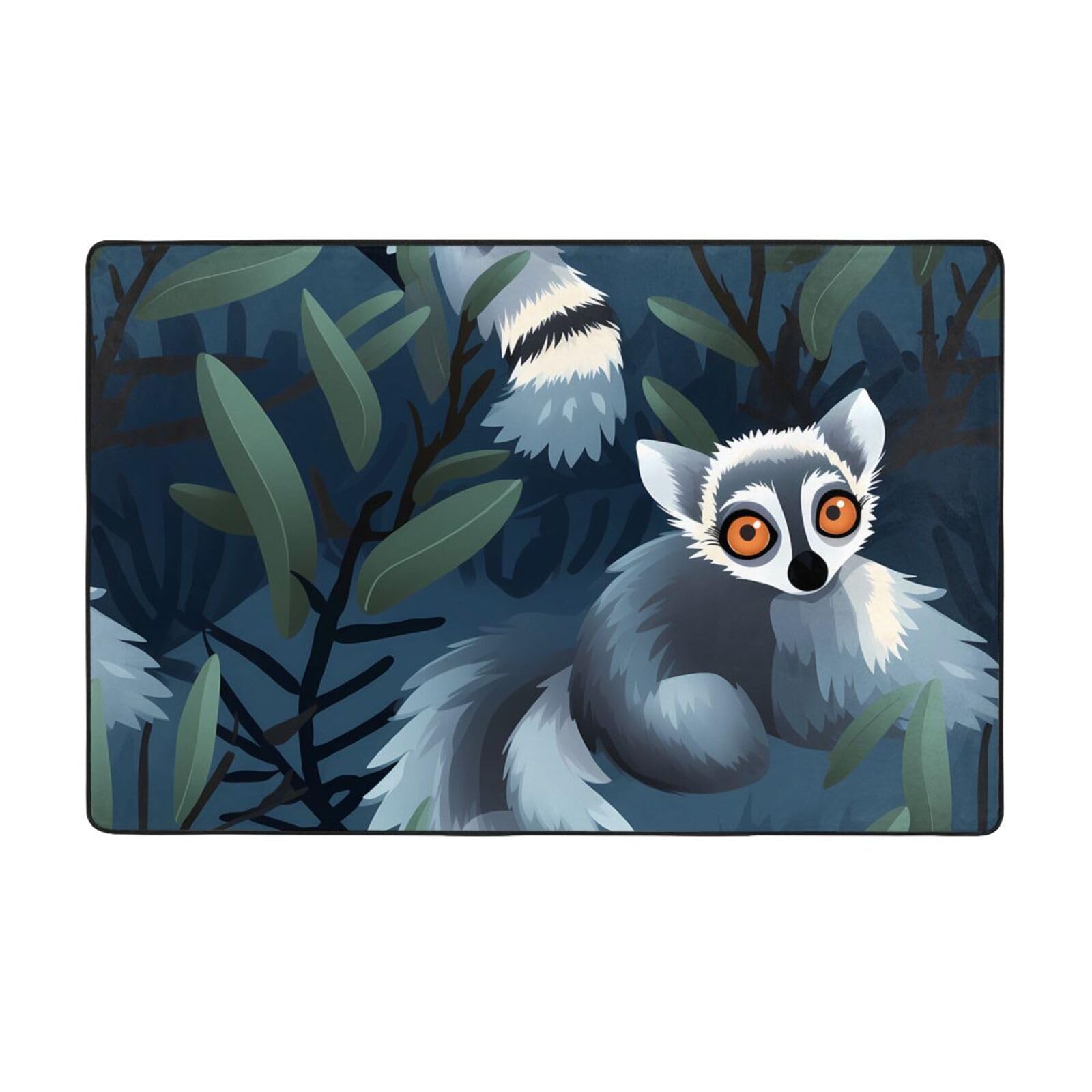 Tapis imprimé lémurien ringtailed en velours fin doux haut de gamme