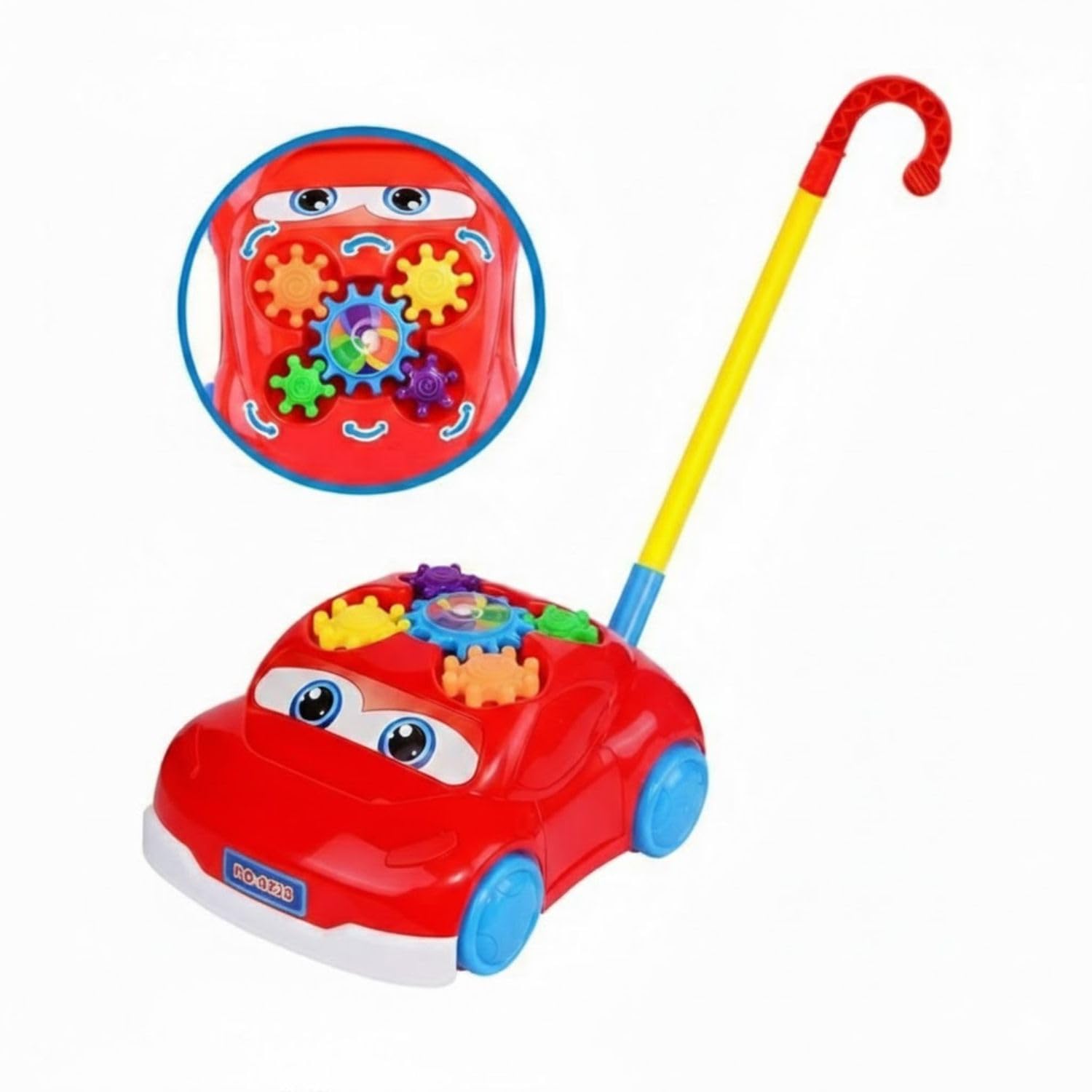 RUZARTH Toddler Push and Pull Car Toy with Spinning Gears, Baby Learning Walker for 1-3 Year Old Boys Girls, Educational Hand Push Activity Toy for Crawling and Walking. (Car)