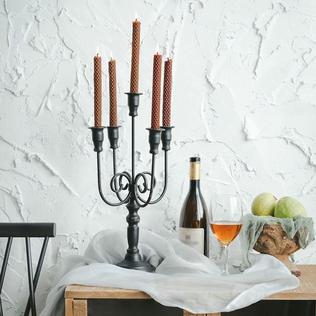 Kerzenhalter für Adventskranz, Kerzenständer Aus Schmiedeeisen, Fünfköpfiger Kerzenständer, Retro-Romantisches Kerzenlicht, Hochzeitsrequisiten, Heim-Desktop-Kerzenhalter Heim-Party-Dekoration