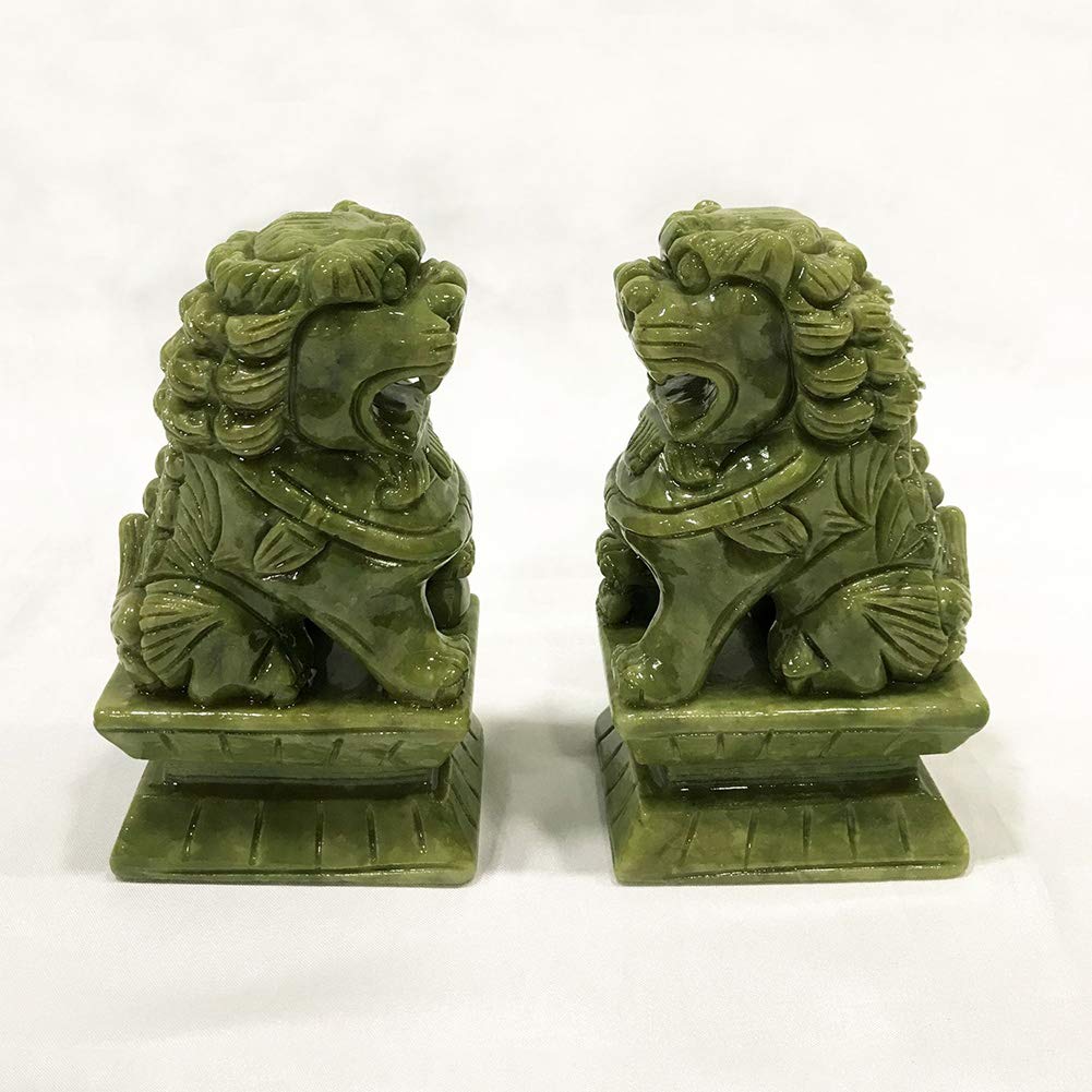 SBCGFY Abstract Unique Statue Sculpture Creative Feng Shui Lion Statue Decor, Pair Of Jade Lion, Jade Stone Animals Figurines Garden Decoration Statues For Home, For Cash Register, Office Desk