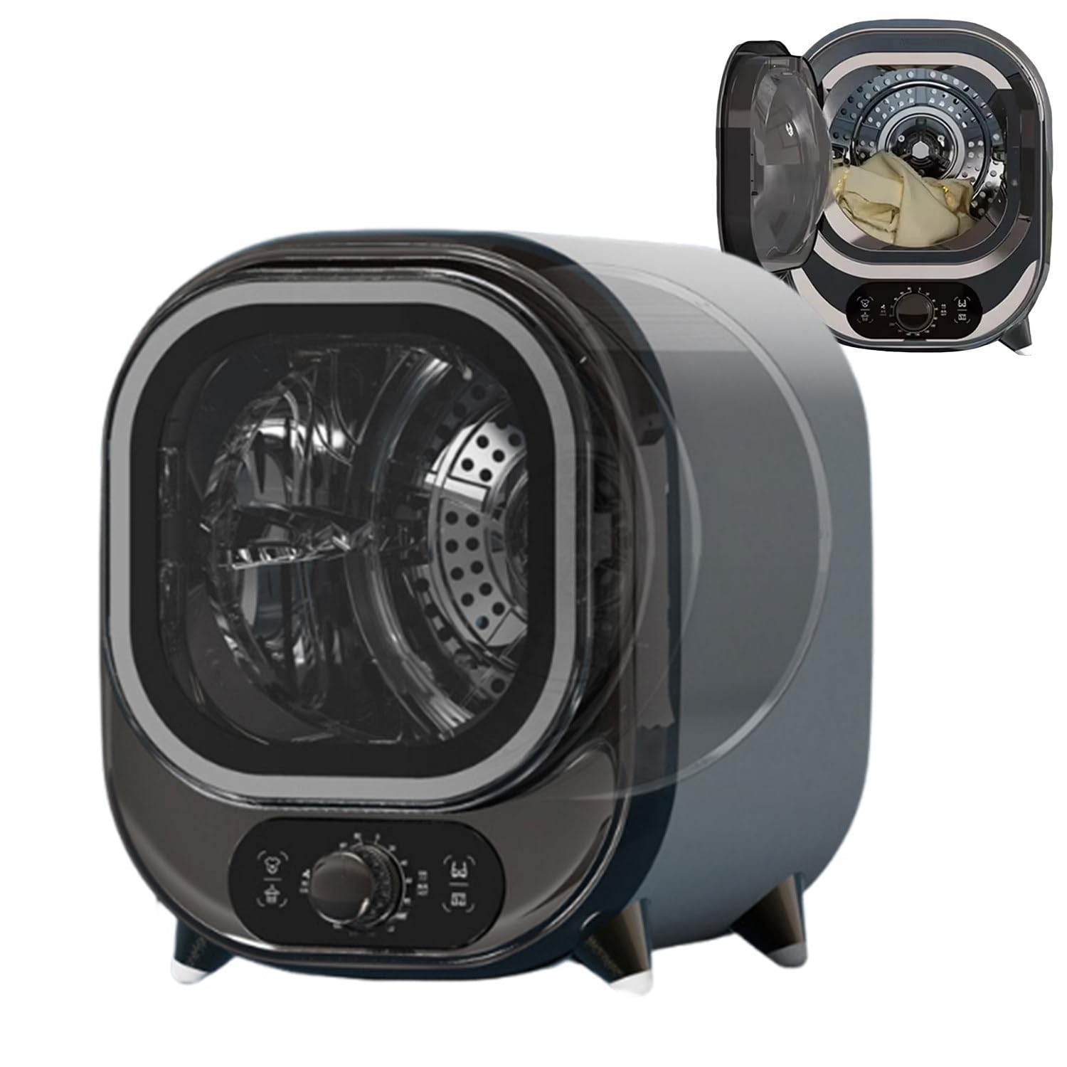 Secadora Pequeña De 450 W, Capacidad De 0,8 Kg, con Perilla De Control De Aire Frío Y Caliente Y Sondas De Control De Temperatura Dual, Acero Inoxidable, Adecuada para El Hogar, El Apartamento,White
