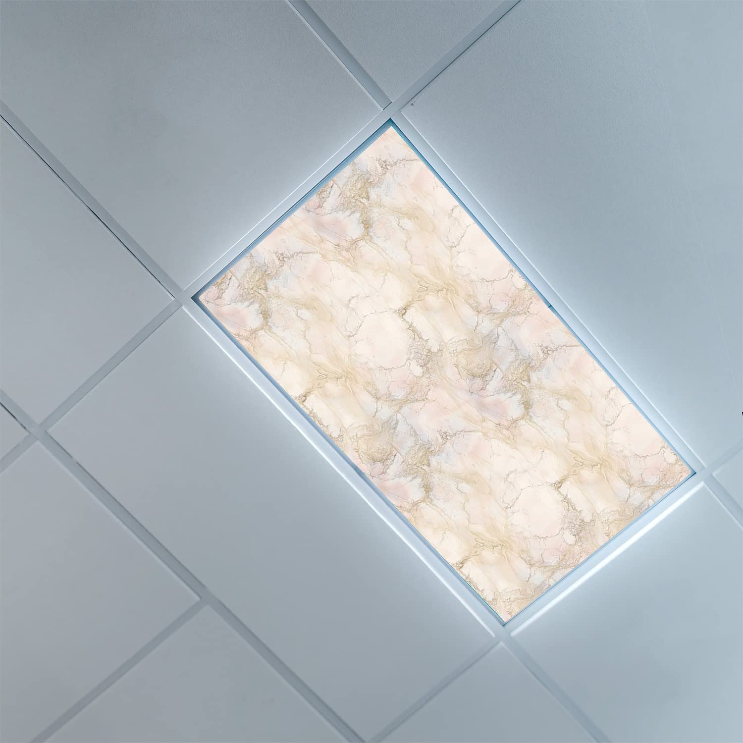 Lorougei Fluorescent Light Cover Decorative Ceiling Light Filters,Marble Pattern,for Classroom Office Hospitals Home Ceiling Decorative,2ft x 4ft,