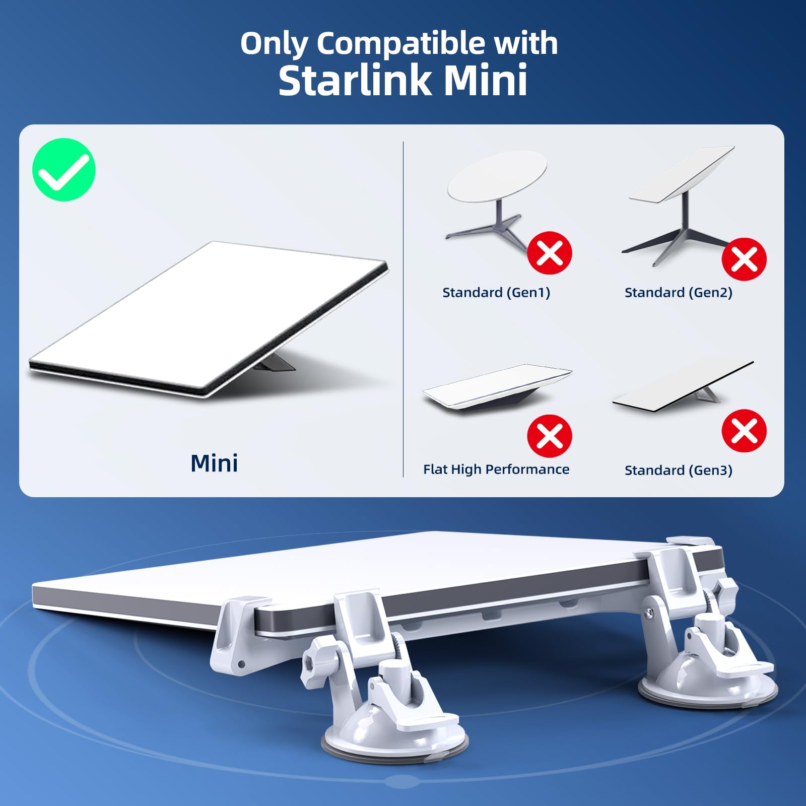 Starlink Mini support de voiture pour tableau de bord, ventouse sécurisée pour majorité des véhicules et pare-brise
