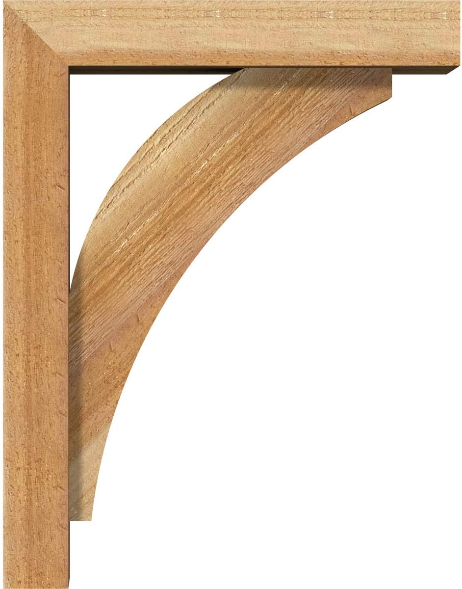 Ekena Millwork BKT0402X14X18THR05RWR Thorton Block Bracket w/Offset Brace, 4" W Western Red Cedar (Rough Sawn)