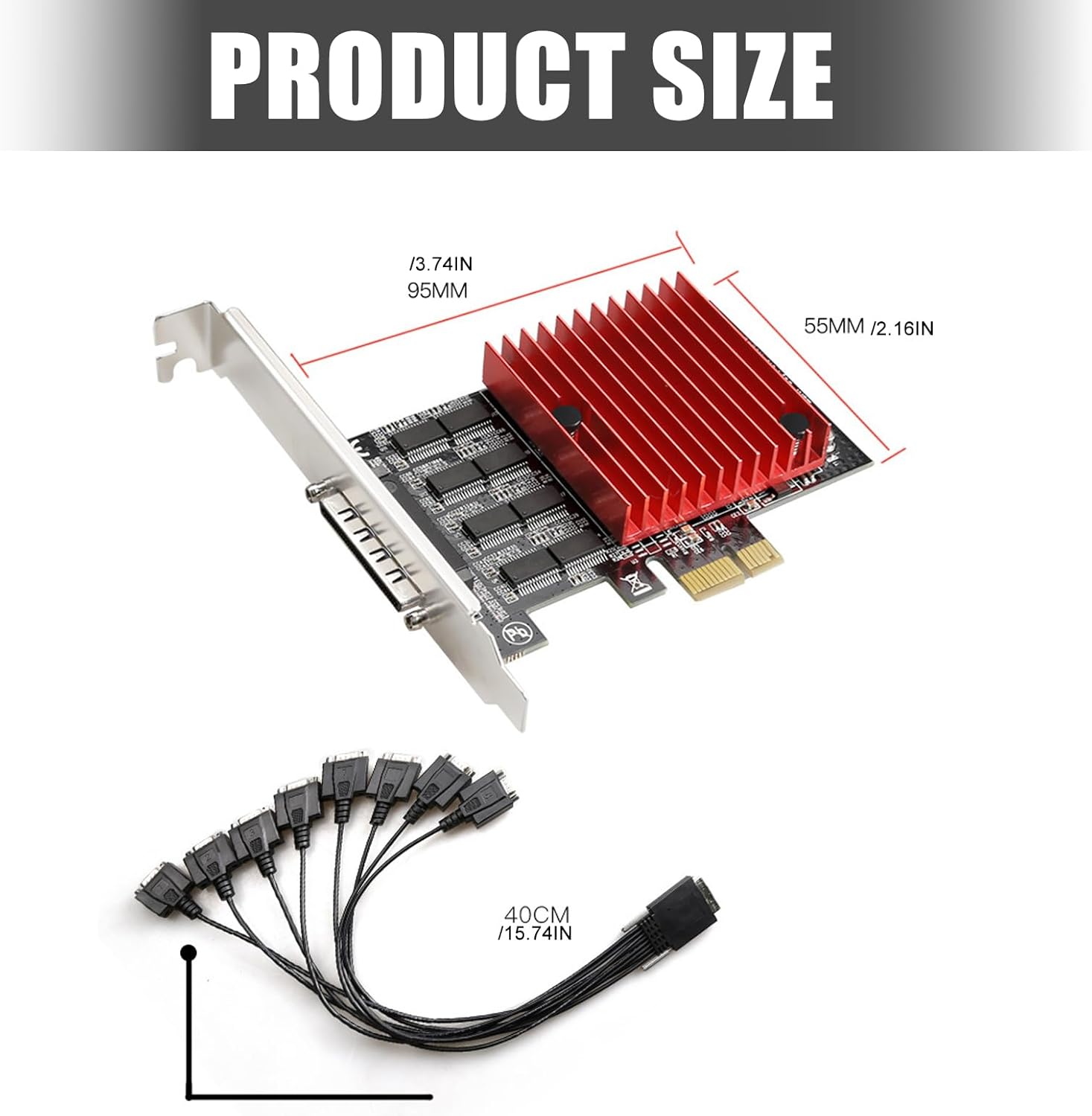 PCIE to 8 Port RS232 Port Card PCIE Expansion Desktop Extender for Industrial PC WCH384 Low Profile Printer