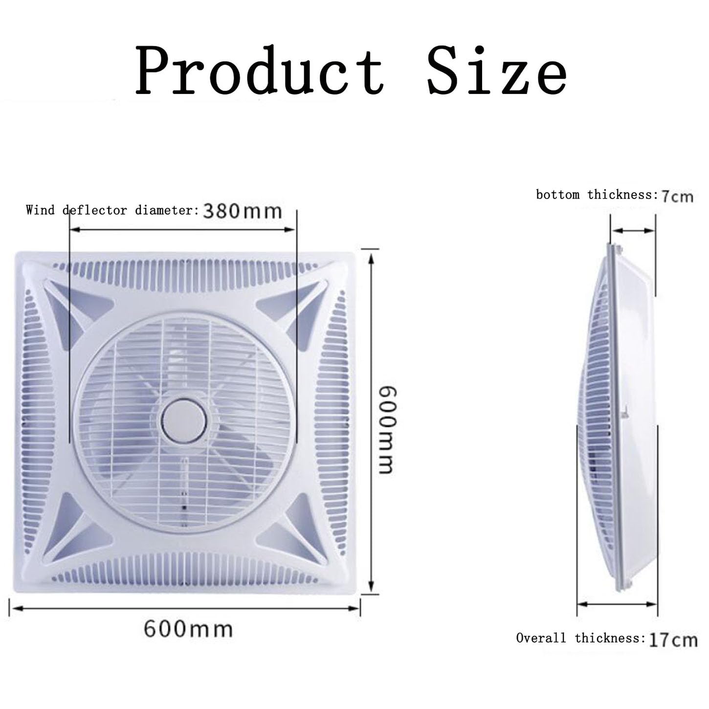Extractor De Aire con Luz LED,600 * 600Mm Extractor Cocina,1500M³/H Ventilador Extractor,Control Remoto Inalámbrico,para Baño, Invernadero, Garaje Rejillas Dextractor