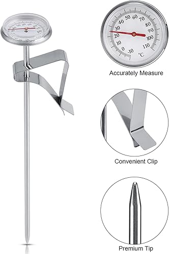 Miniatura 9 de Termómetro de leche, para alimentos, café, espuma, temperatura, sonda de acero inoxidable, clip barista para bebidas, chocolate, líquido, agua,