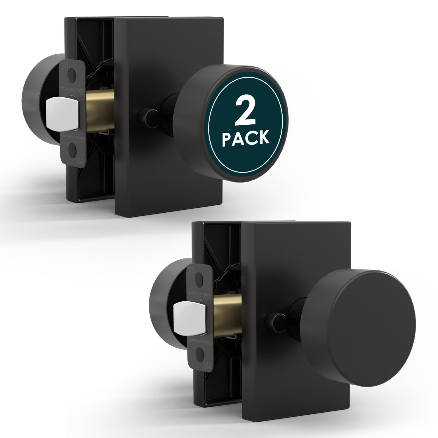 Gold Privacy Door Knobs with Lock - Mega Handles -16