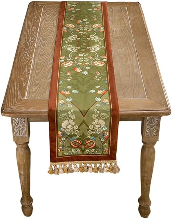 JSEIAJB American Light Table Runner Pastoral Retro Table Cloth Long Coffee Table Dressing Table Decoration Cloth(E,30x200cm)